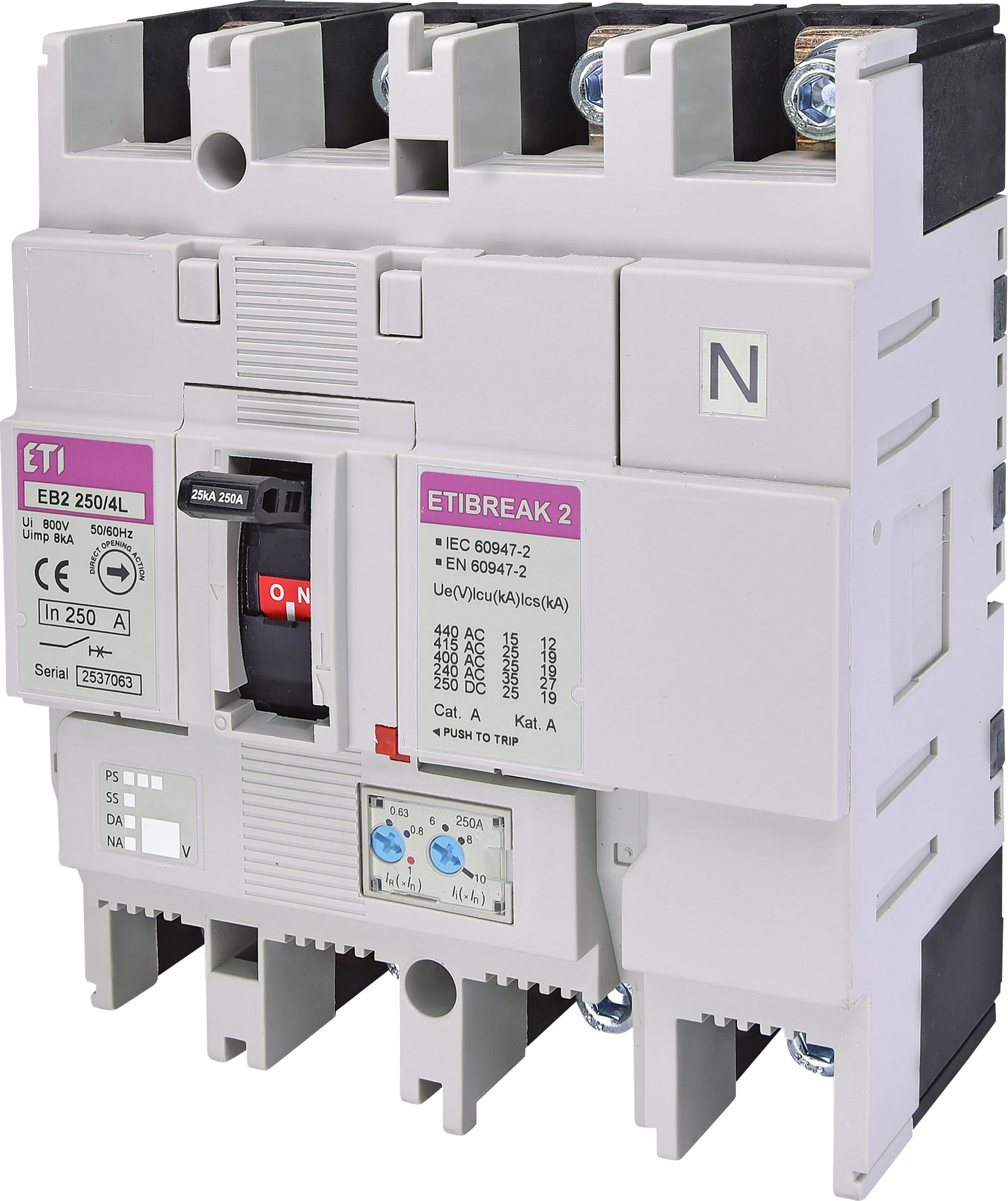 Molded Case Circuit Breaker EB2 250/4L 200A 4p 004671075