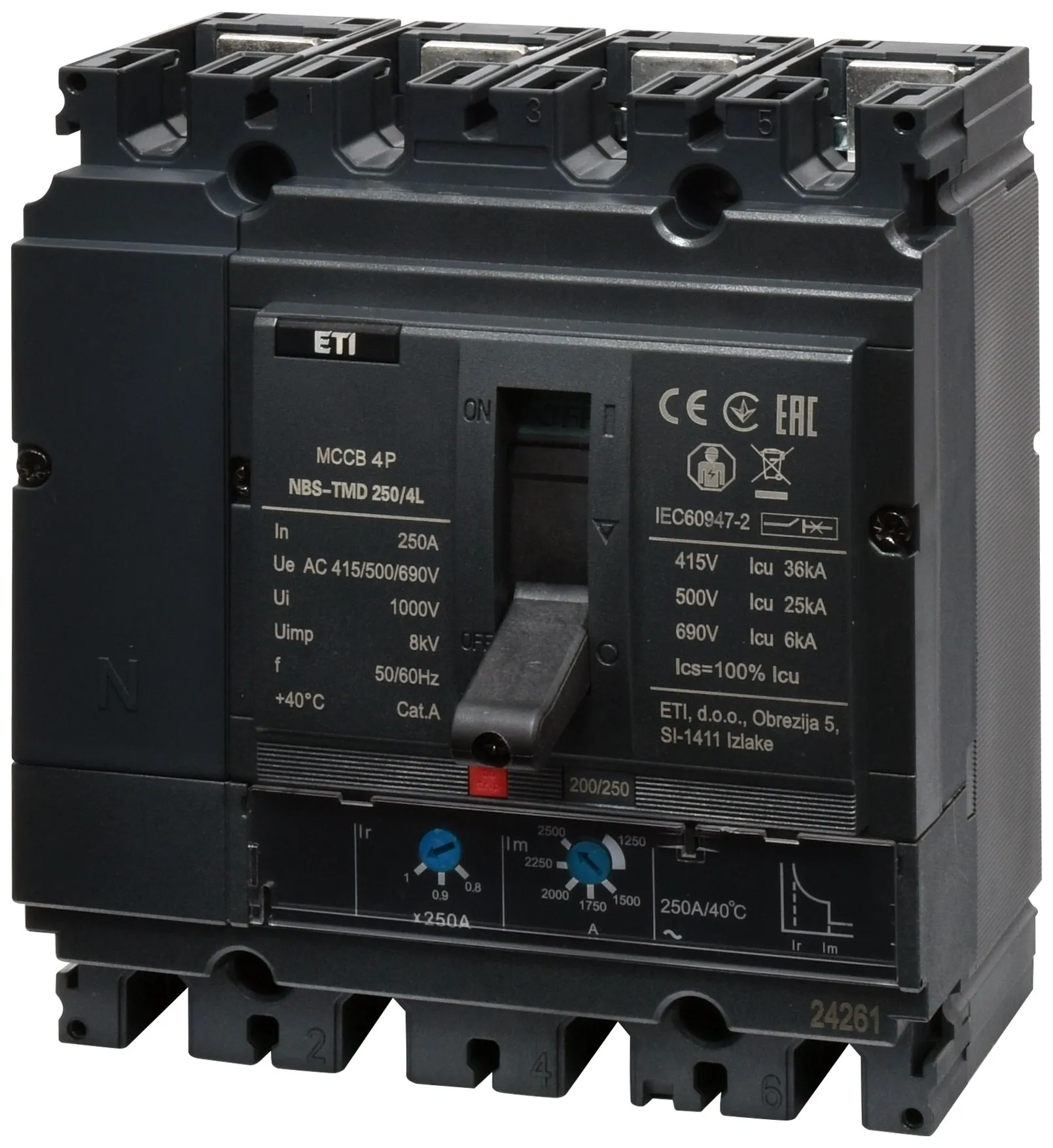 Molded Case Circuit Breaker NBS-TMD 250/4L 200A 4P 004673073